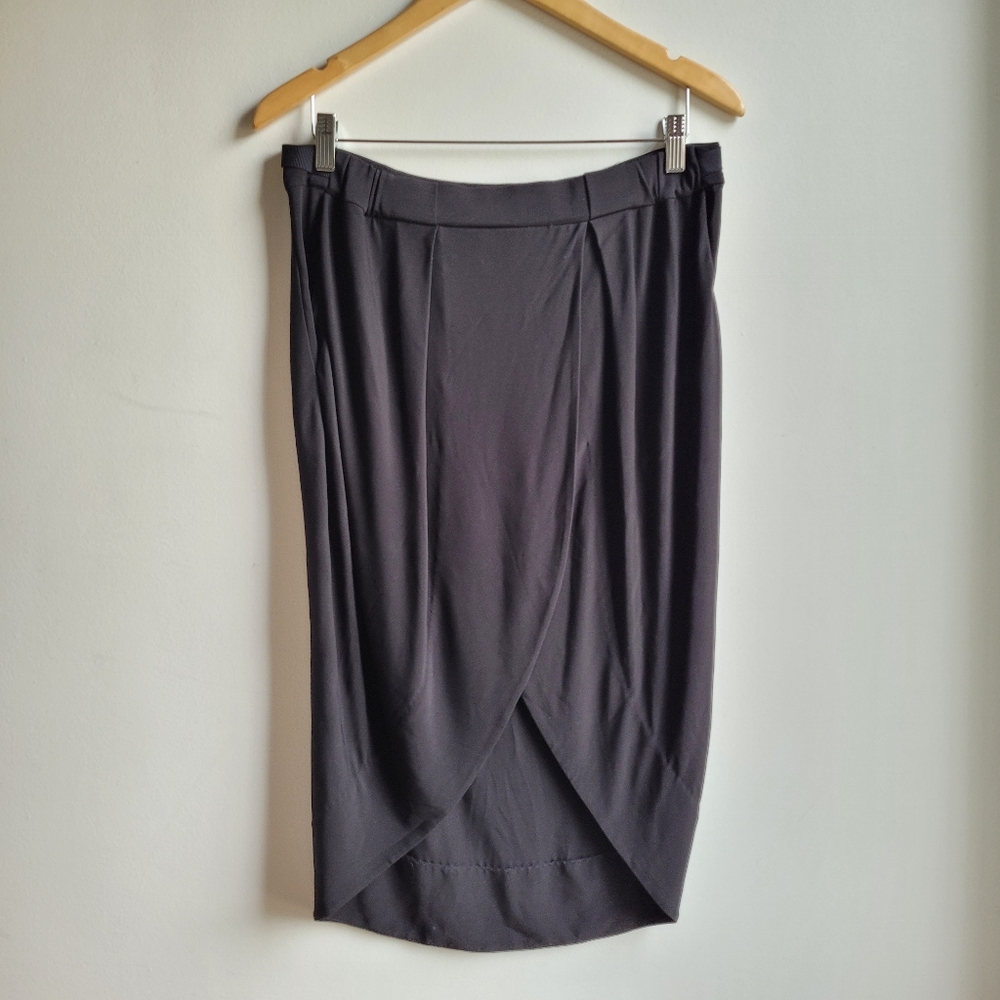 DIANE VON FUSTENBERG DVF Tulip Faux Wrap Skirt Black 10